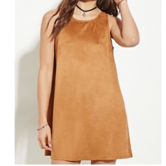 Forever21 Faux Suede brown mini Dress size small - Picture 1 of 7